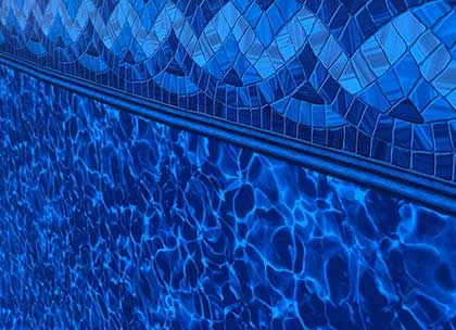 Close-up of decorative tile and liner pattern used for custom pool design options
